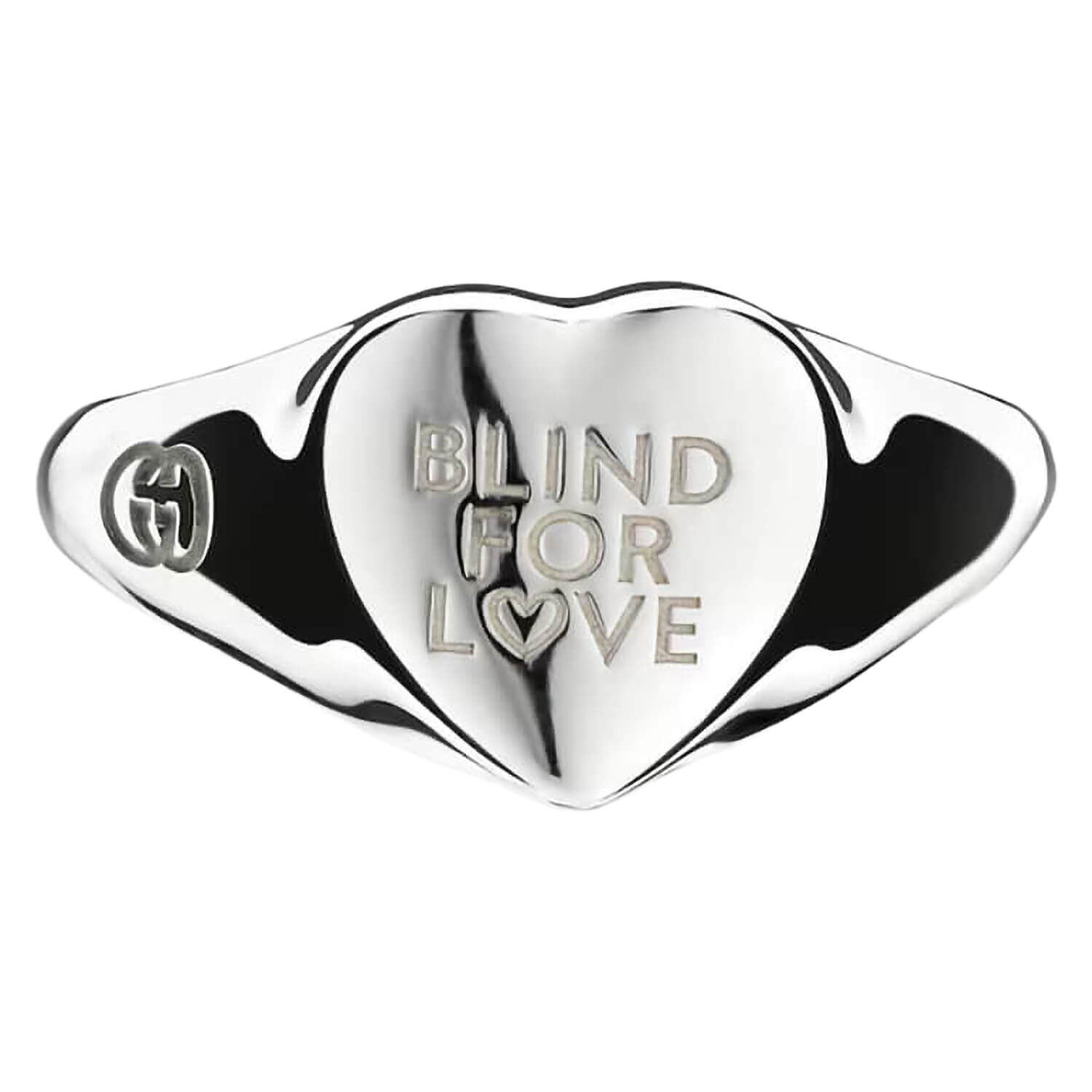 Gucci Blind for Love Silver Heart Signet Ring Gucci Blind for Love Silver Heart Signet Ring