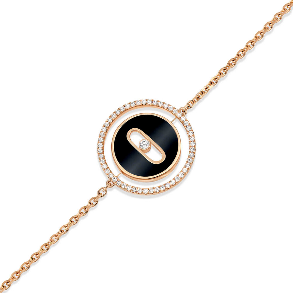 Messika Lucky Move 18ct Rose Gold 0.18ct Diamonds & Onyx Bracelet