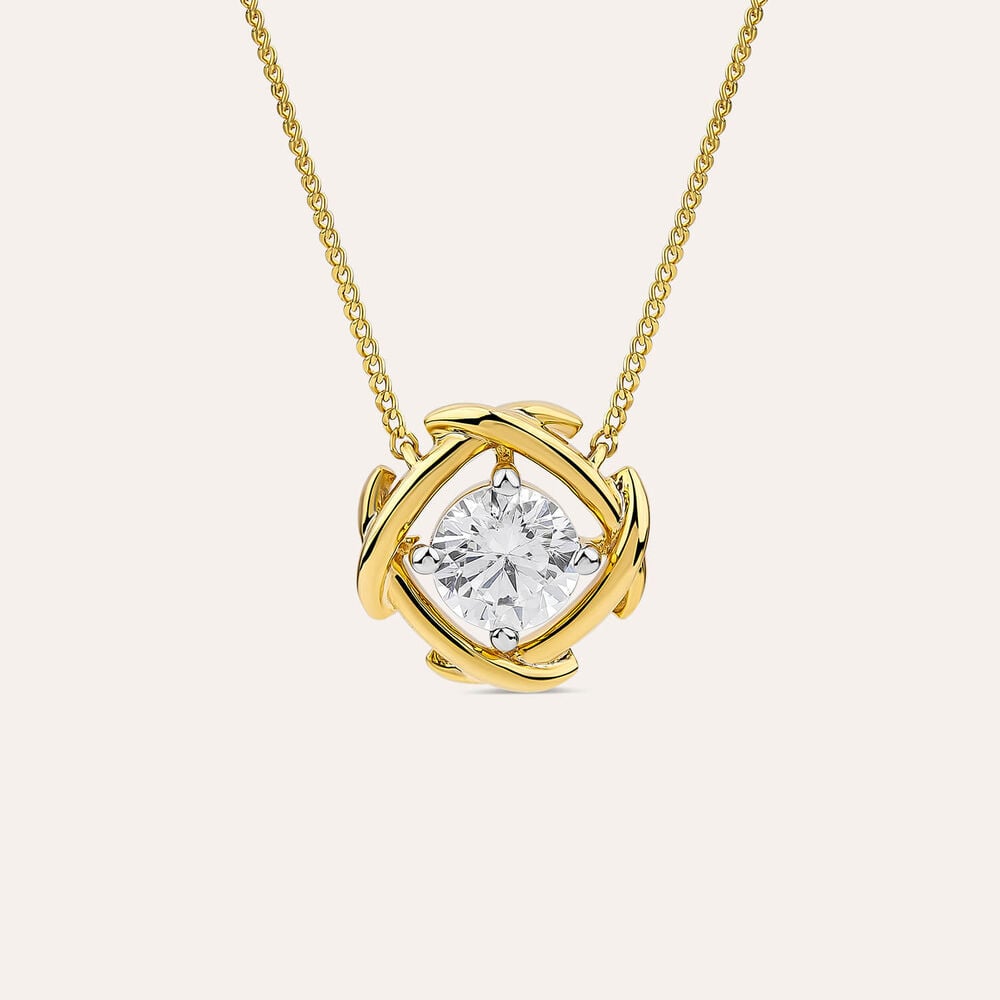 9ct Yellow Gold 1.00ct Lab Grown Diamond Entwined Love Knot Pendant