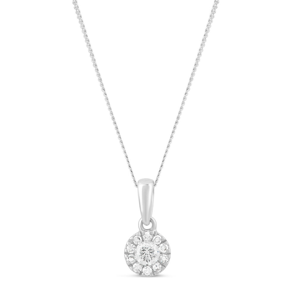 9ct White Gold 0.25ct Diamond Halo Pendant image number 0
