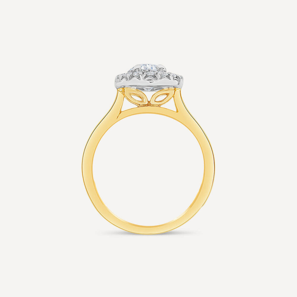 Born 18ct Yellow Gold 1.72ct Lab Grown Oval Halo Diamond Ring