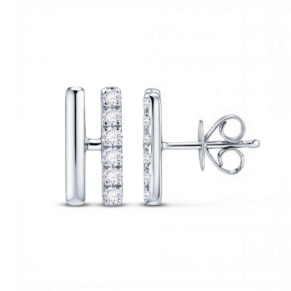 Born Axis Sterling Silver 0.30ct Lab Grown Diamond Two Bar Stud Earrings