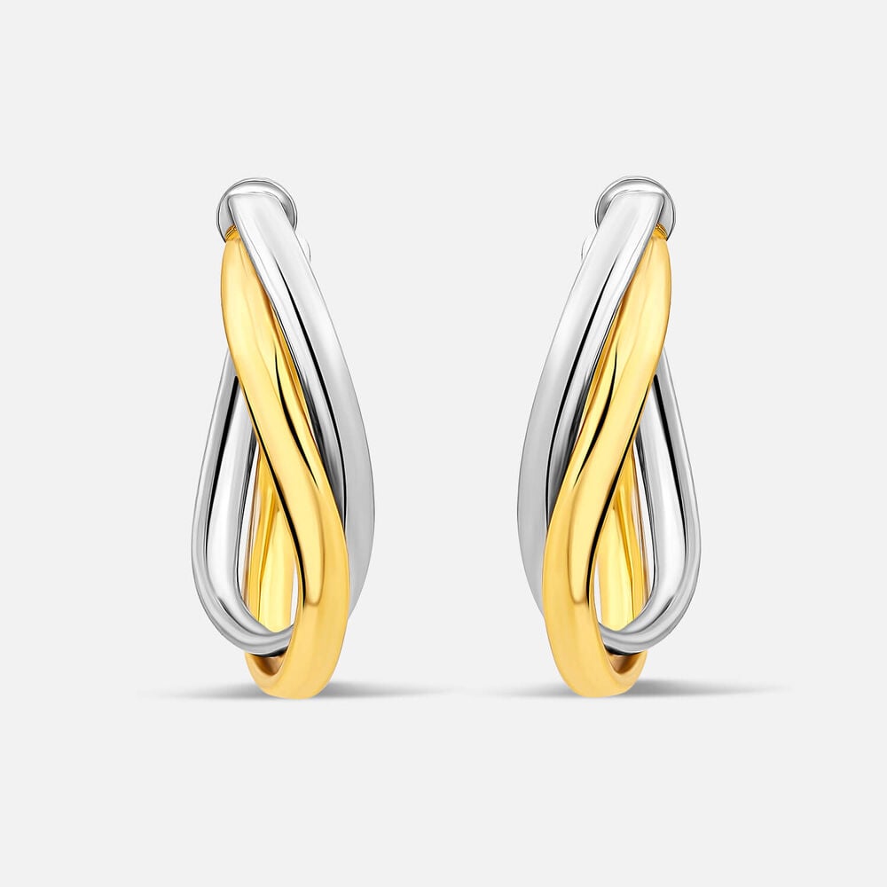 Sterling Silver Two Tone Twist Hoop Earrings