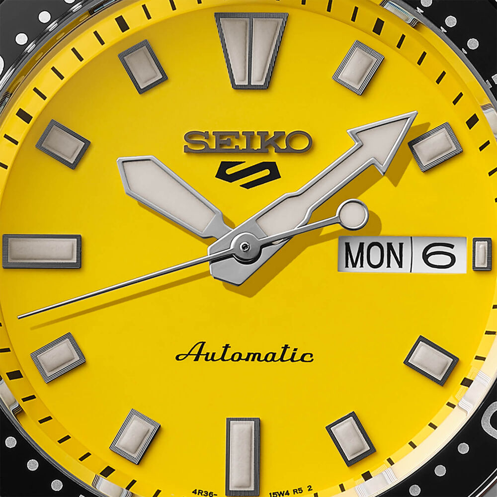 Seiko 5 Sport SKX Redux 'Ki-iro Yellow' 42.5mm Dial Black Rubber Strap Watch image number 1