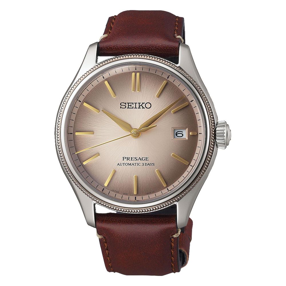 Seiko Presage Classic Limited Edition Shiracha 40mm Dial Brown Leather Strap Watch