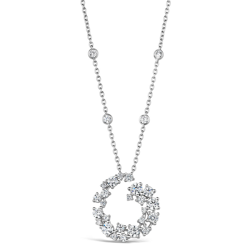 Sterling Silver Cubic Zirconia Swirl Shaped Pendant (Chain Included) image number 0
