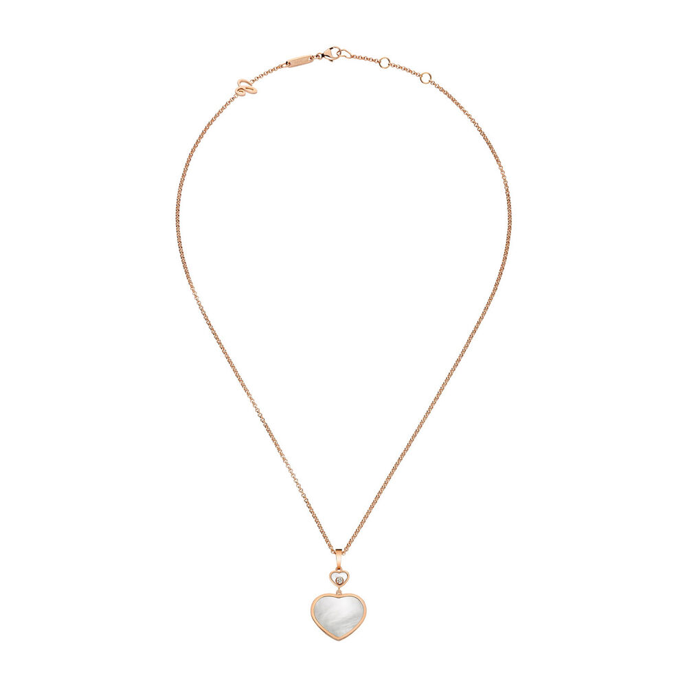 Chopard 18ct Rose Gold Diamond & Pearl Happy Heart Pendant image number 2