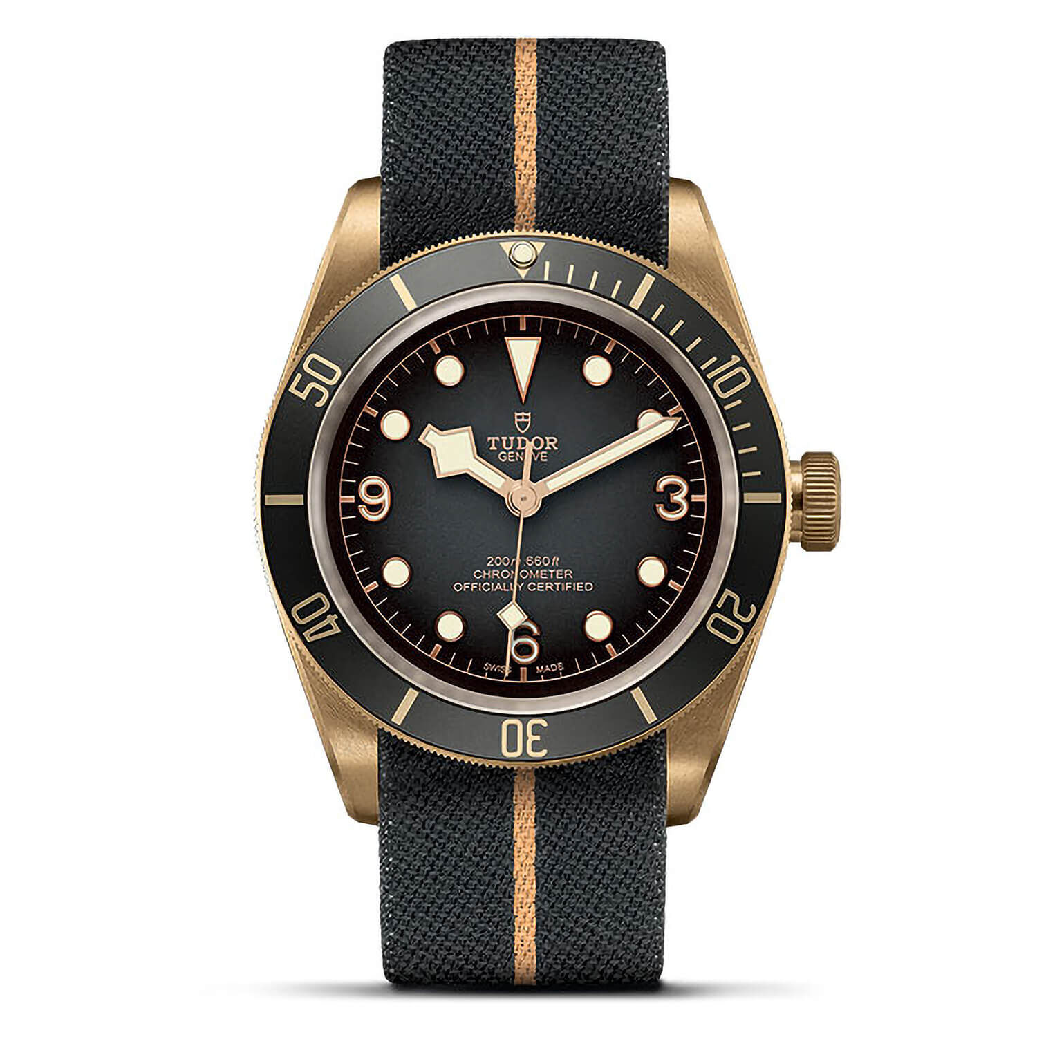 TUDOR Black Bay Bronze Swiss Dive 43mm Fabric Strap Watch
