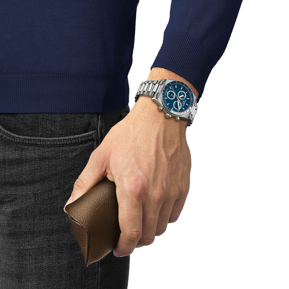 Tissot PR516 Chronograph 40mm Blue Dial Steel Bracelet Watch image number 3