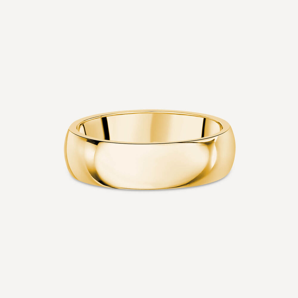 9ct Yellow Gold 6mm Plain D-Shape Wedding Ring image number 2