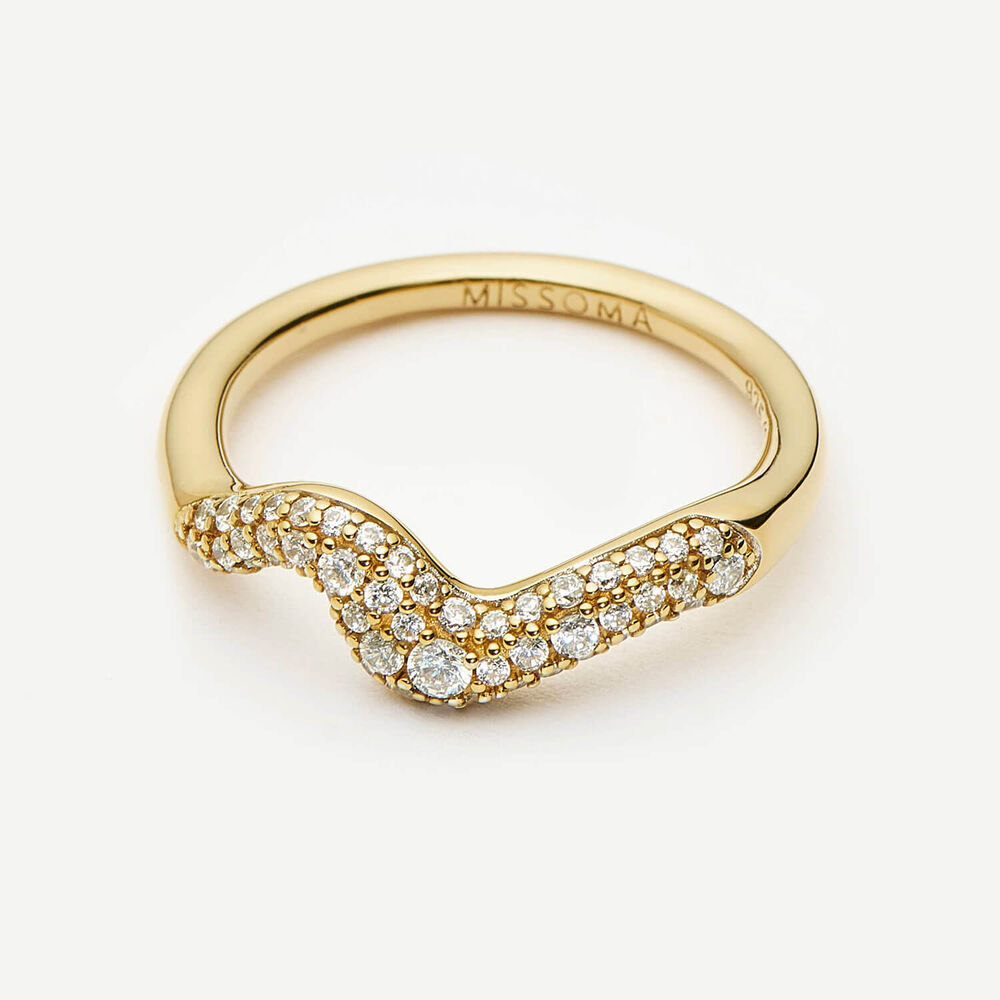 Missoma 18ct Gold Vermeil Sterling Silver Cubic Zirconia Molten Snow Stacking Ring (UK Size N)