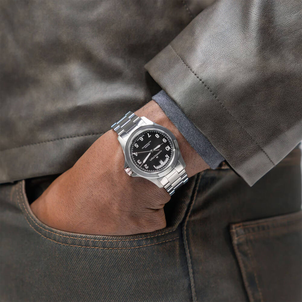 Hamilton Khaki Field King Day-Date 40mm Black Dial Steel Bracelet Watch