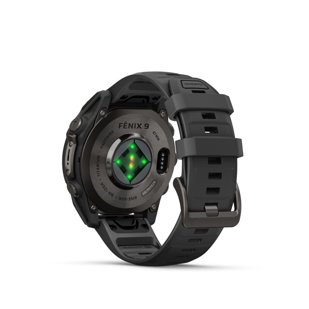 Garmin fenix 9 47mm Carbon Grey DLC Titanium Black Silicone Strap Watch