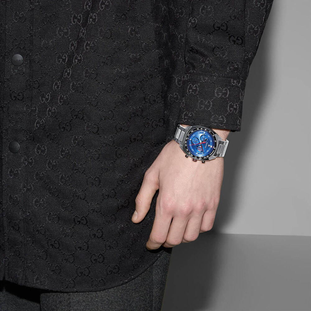 Gucci Interlocking Chronograph 40mm Blue Dial Steel Bracelet Watch image number 3