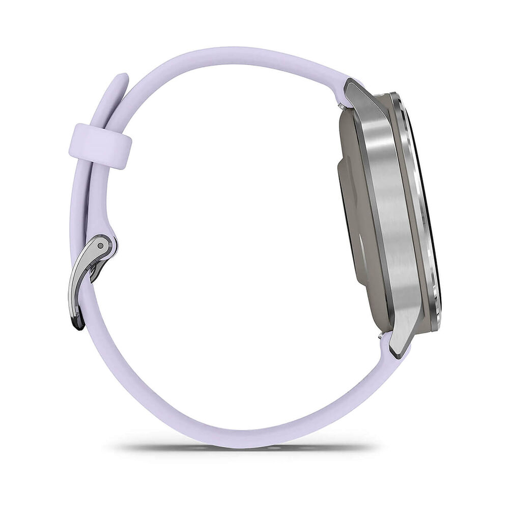 Garmin Venu 4 41mm Silver Bezel Periwinkle Silicone Strap Watch image number 6