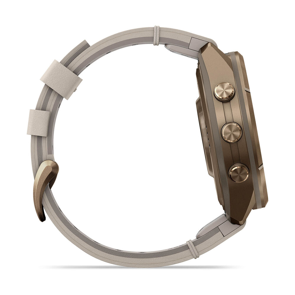 Garmin fenix 9 Pro 43mm Autumn Gold Titanium Bone Leather Strap Watch