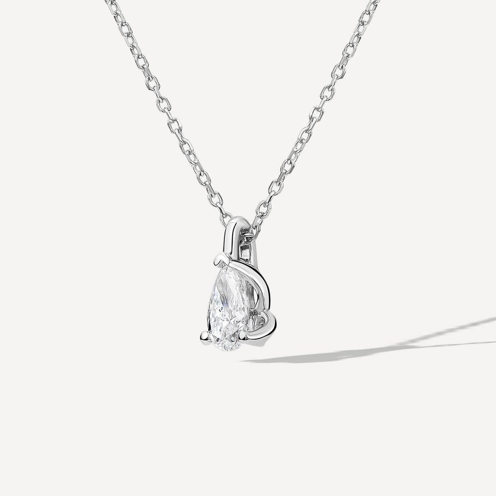 Born 9ct White Gold 0.30ct Lab Grown Pear Diamond Pendant image number 1