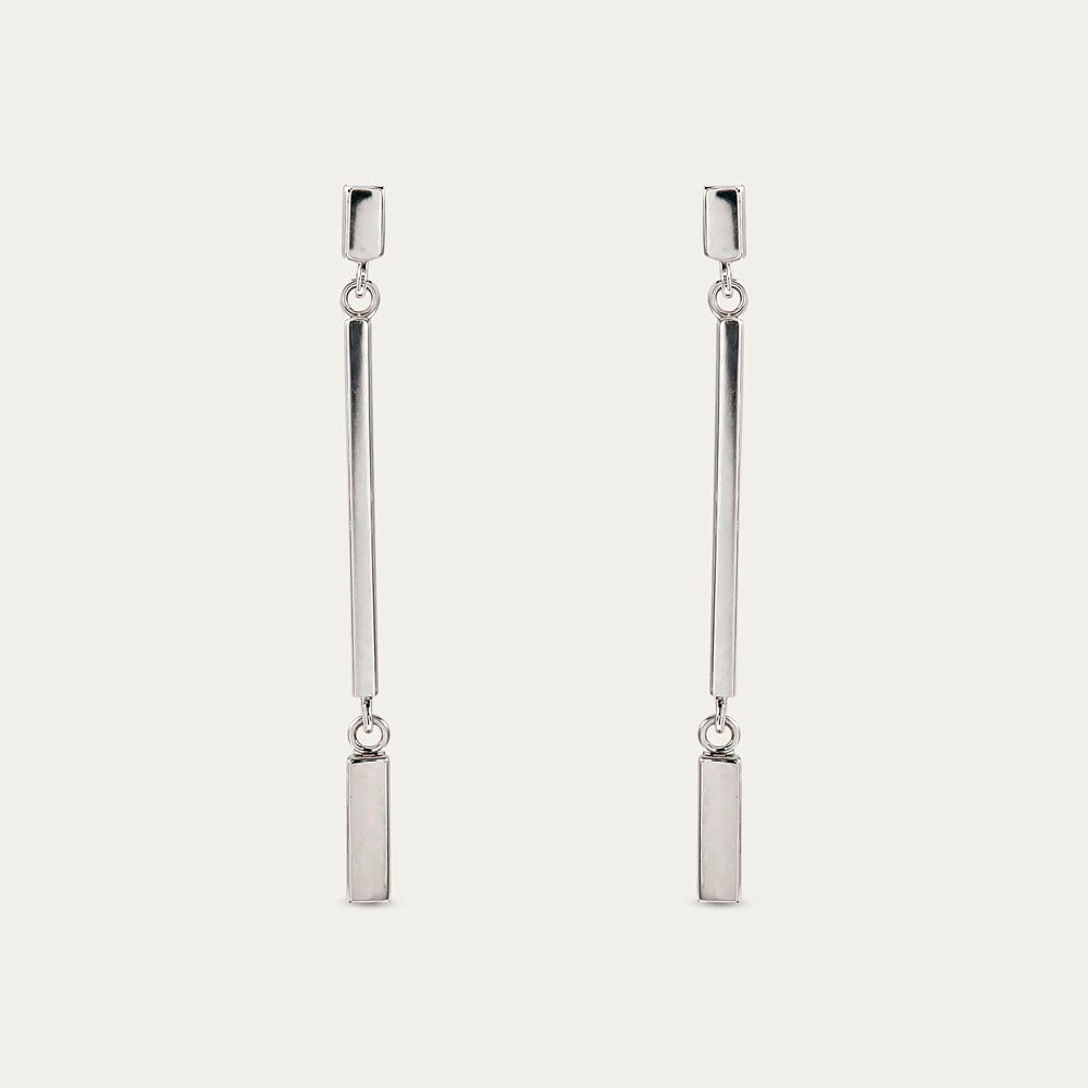 Sterling Silver Long Bar Drop Earrings