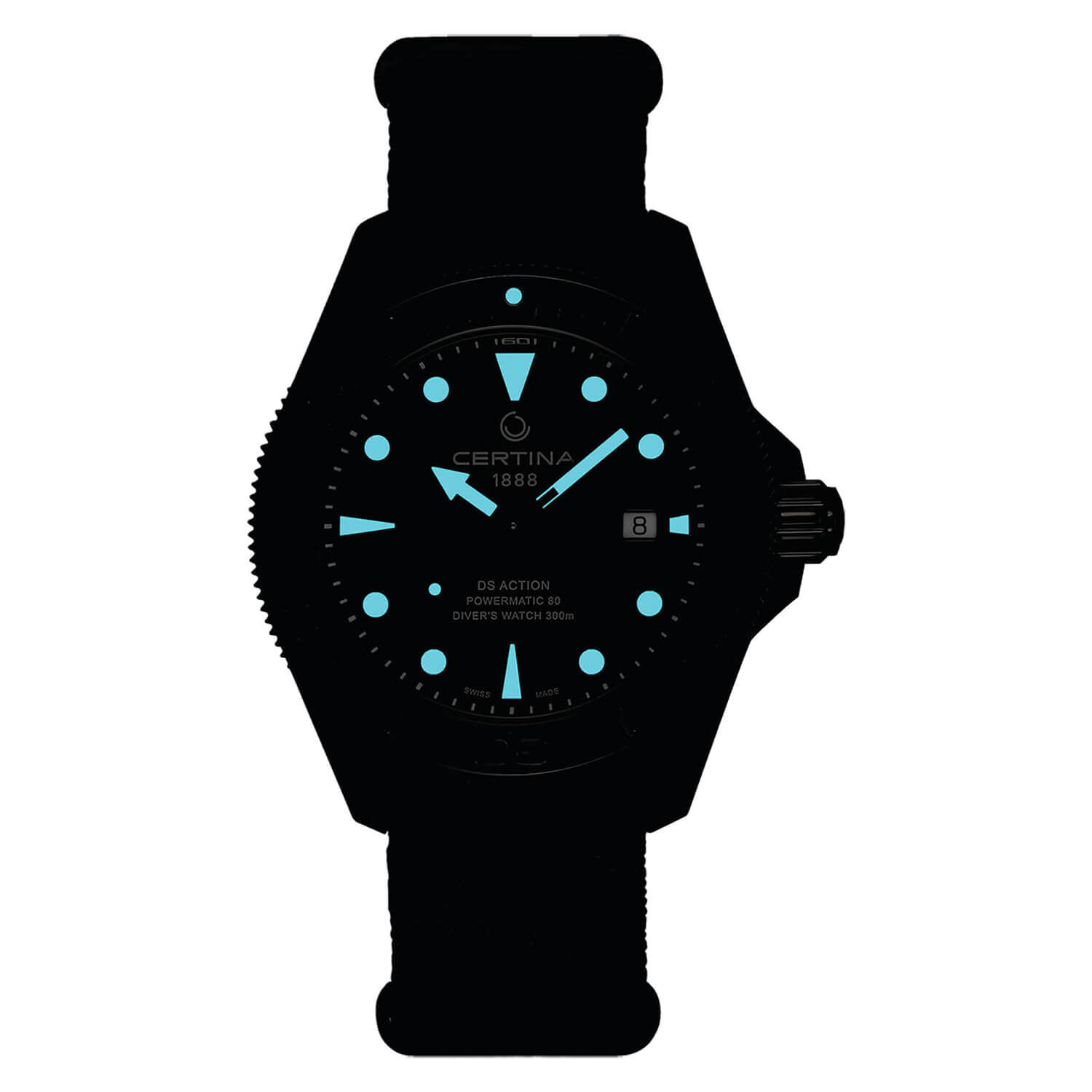 Certina DS Action Diver 43mm Black Dial PVD Case Nato Strap Watch