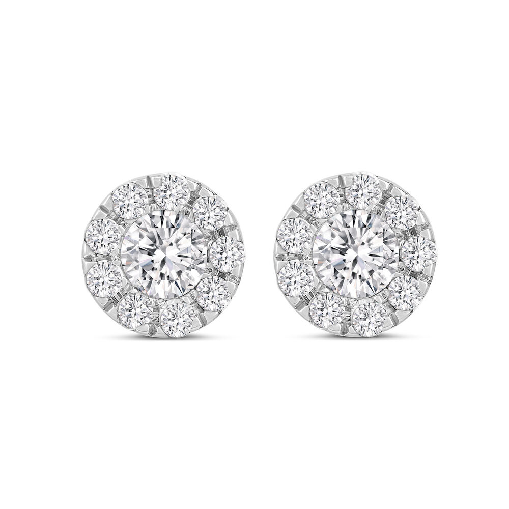 9ct White Gold 0.25ct Diamond Halo Stud Earrings image number 0