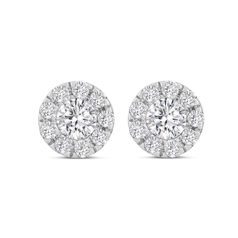 9ct White Gold 0.25ct Diamond Halo Stud Earrings