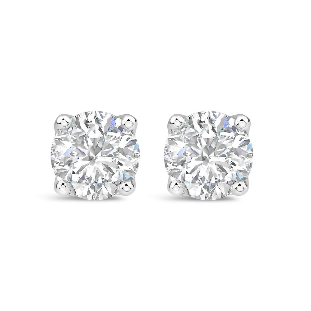 18ct White Gold 1.4ct Lab Grown Round Diamond Stud Earrings image number 0