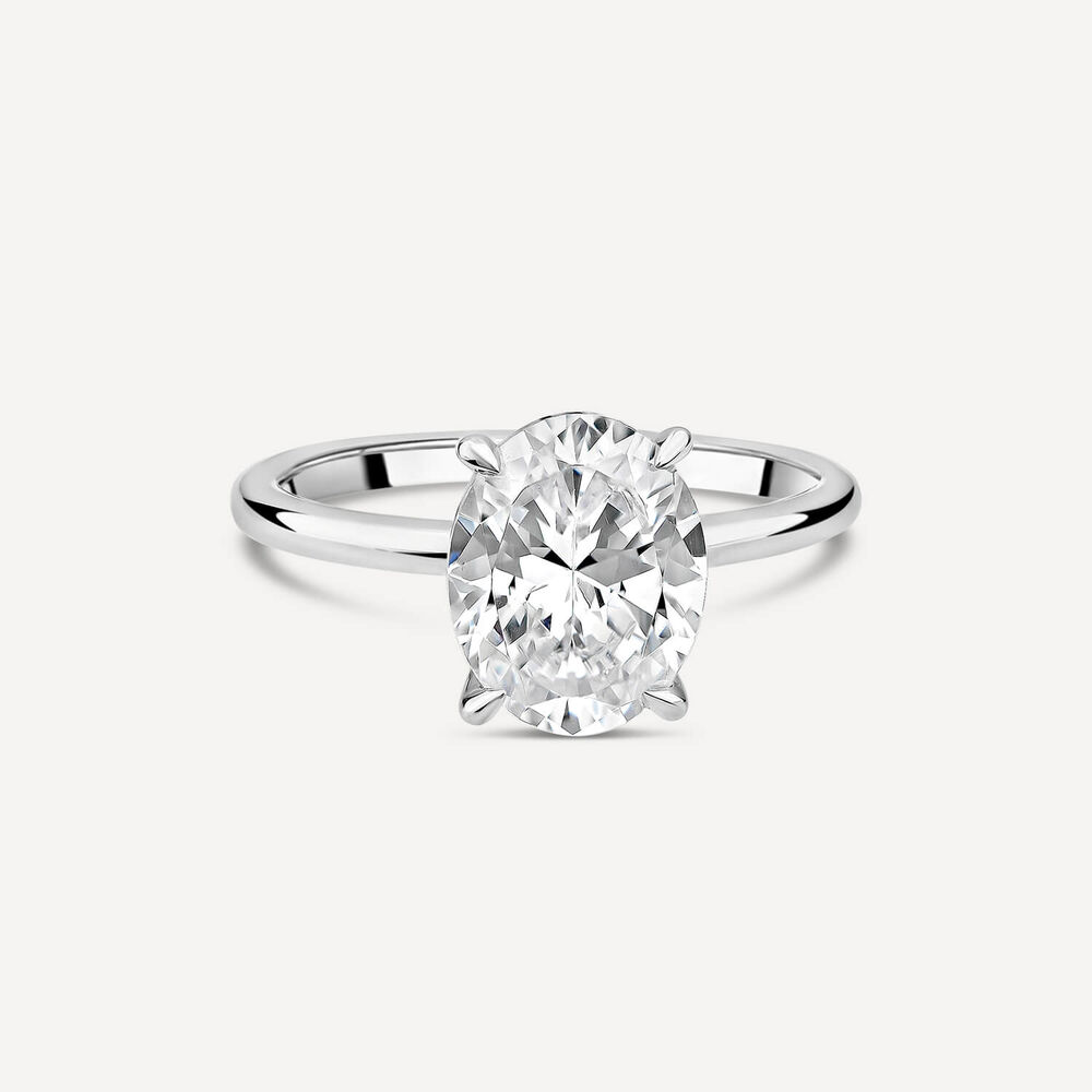 Born Platinum 2.11ct Lab Grown Oval Peg Head Mount Diamond Ring image number 2