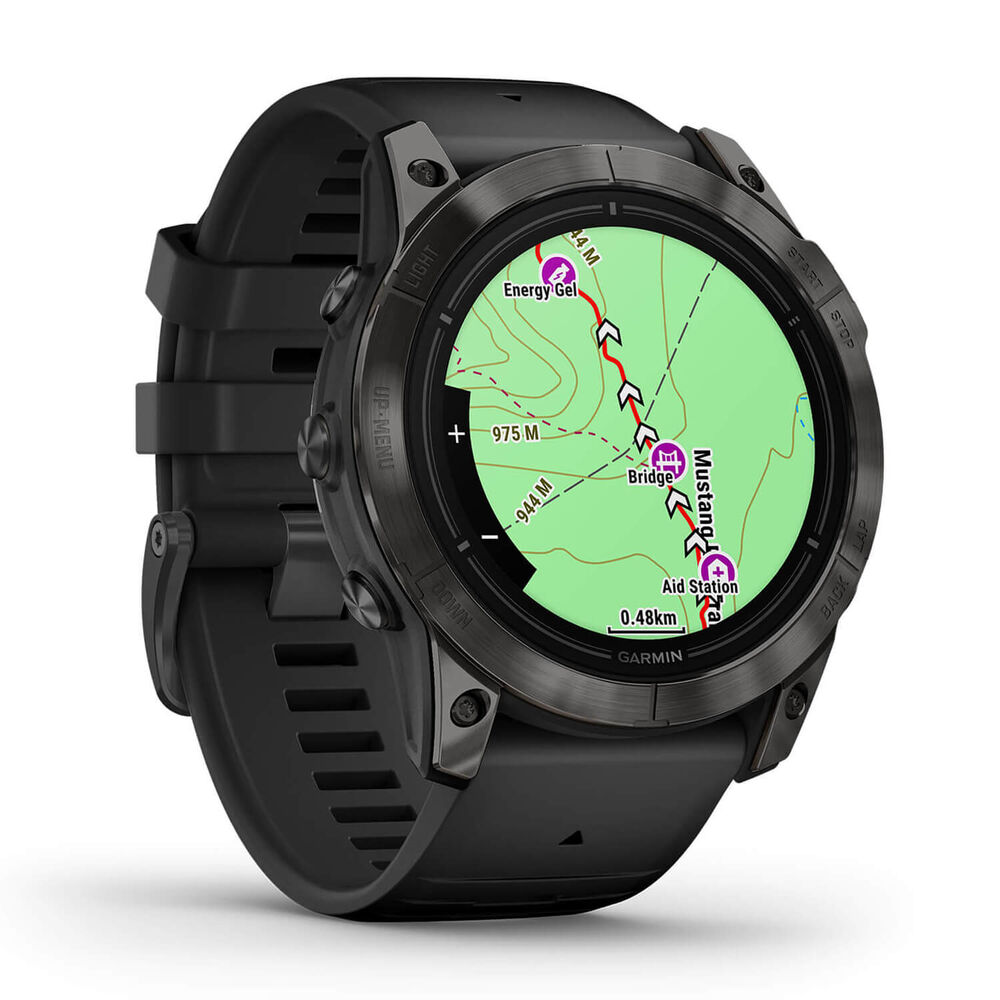 Garmin Epix Pro Gen 2 Sapphire 51mm Carbon Grey DLC Titanium Case Black Silicone Strap Watch image number 4