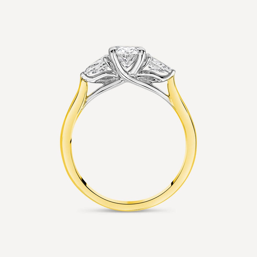 Born 18ct Yellow Gold 1.40ct Lab Grown Oval Centre & Pear Sides Diamond Ring image number 3