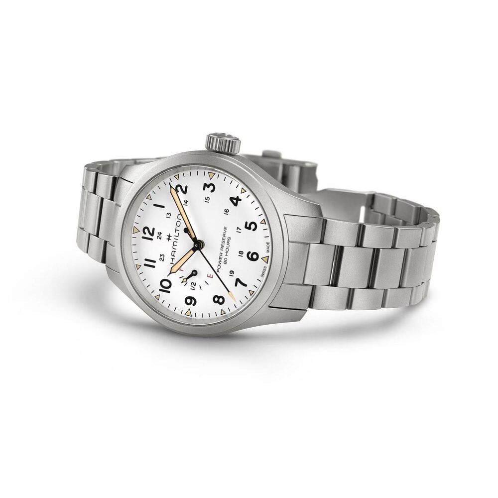 Hamilton Khaki Field 40mm White Dial Steel Bracelet Watch image number 3