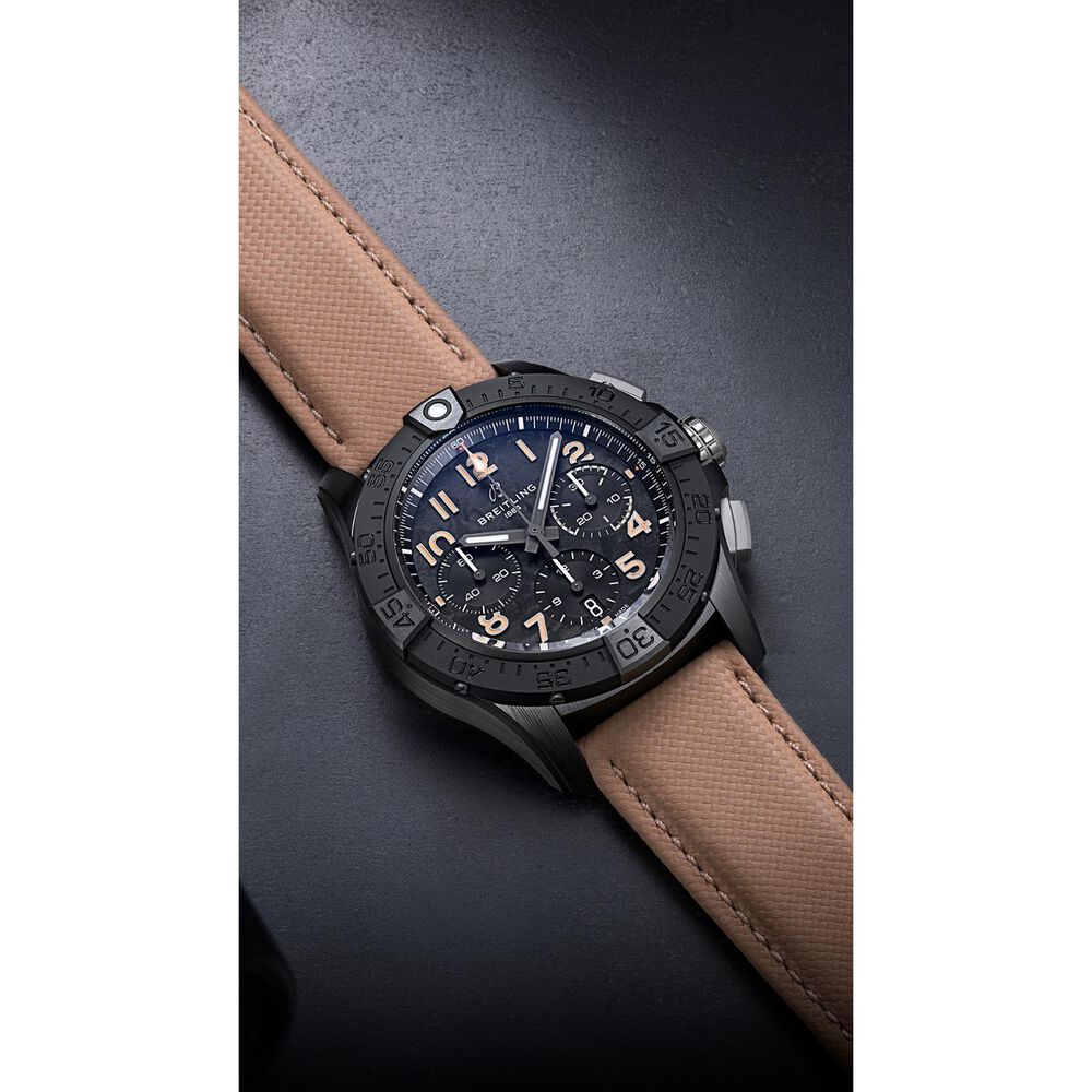 Breitling Avenger B01 Chronograph 42mm Black Dial Beige Leather Strap Watch image number 6