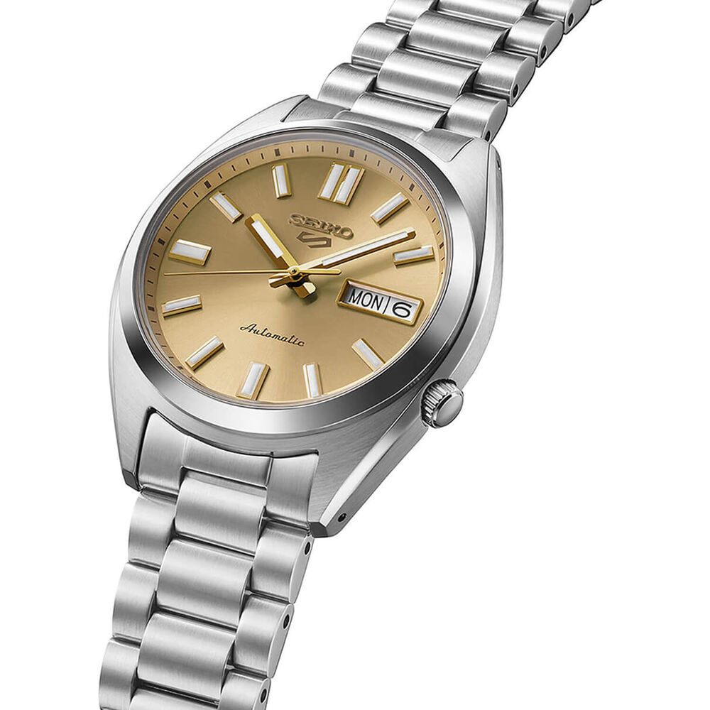 Seiko 5 Sports SNXS Vintage Gold Collection 'Gold Cufflinks' 37.4mm Dial Steel Bracelet Watch image number 2