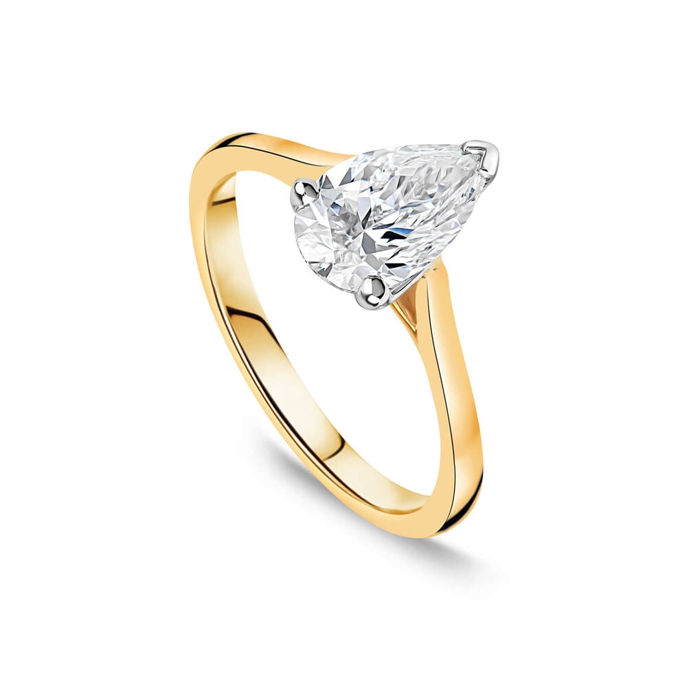 Born 18ct Yellow Gold Lab Grown 1.50ct Pear Diamond Ring image number 0