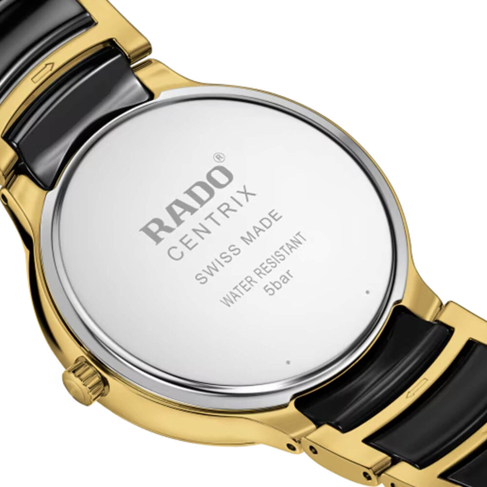 Rado Centrix Diamonds 39.5mm Black Dial Ceramic & Gold PVD Steel Bracelet Watch image number 3