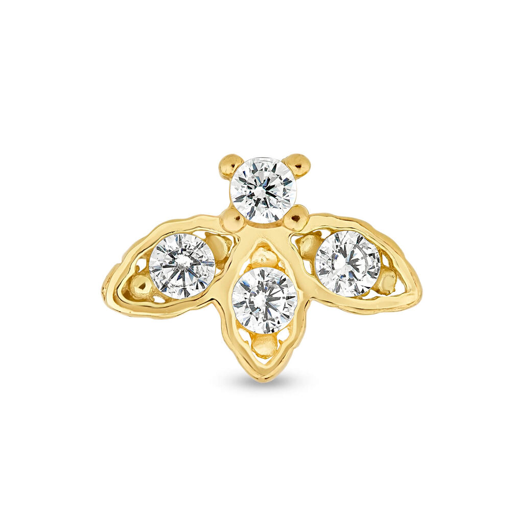 9ct Yellow Gold Cubic Zirconia Bee Single Stud Earring image number 0