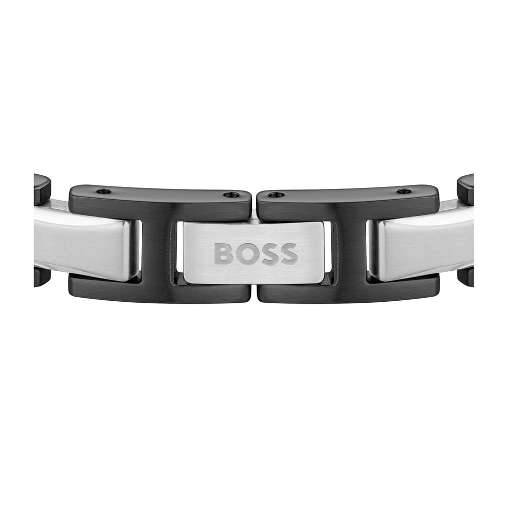 BOSS Nolan Two Tone Black Stainless Steel H-Link Bracelet