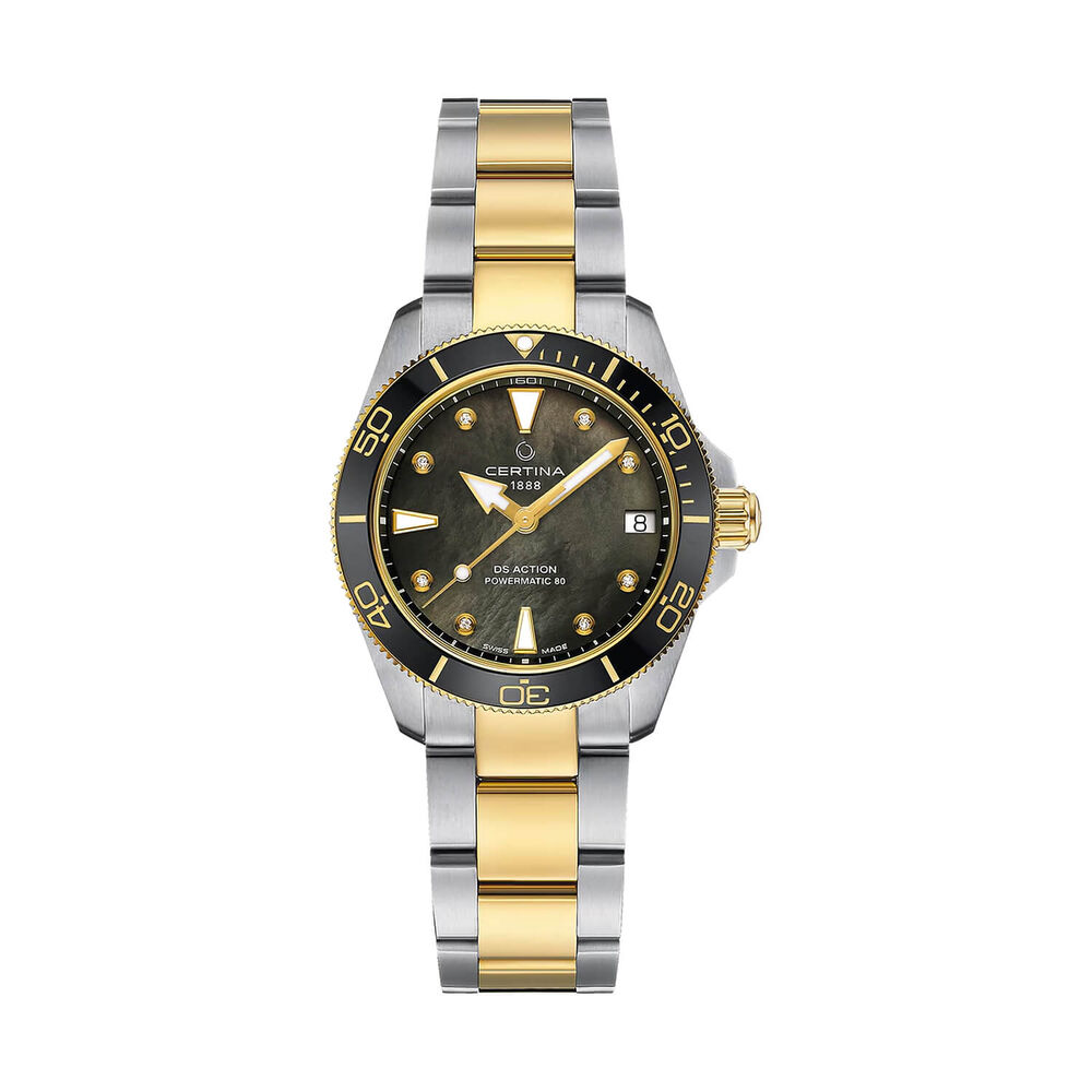 Certina DS Action Powermatic 80 34.5mm Black Mother of Pearl Dial Two Tone Steel Bracelet Watch