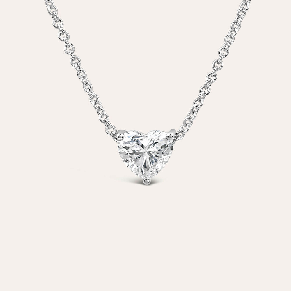 Born Classic 9ct White Gold Lab Grown 0.50ct Heart Shaped Diamond Pendant