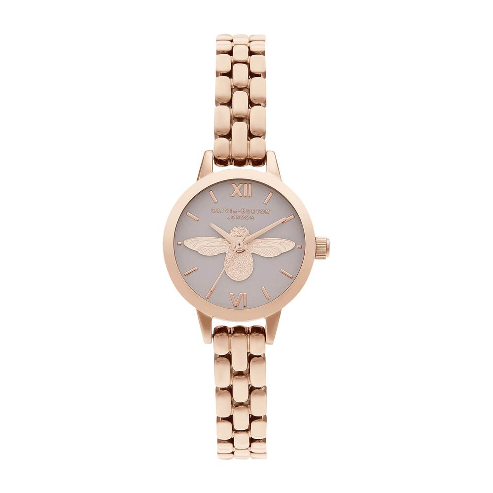 Olivia Burton 3D Bee Blush Dial & Rose Gold-Toned Mesh Bracelet Watch