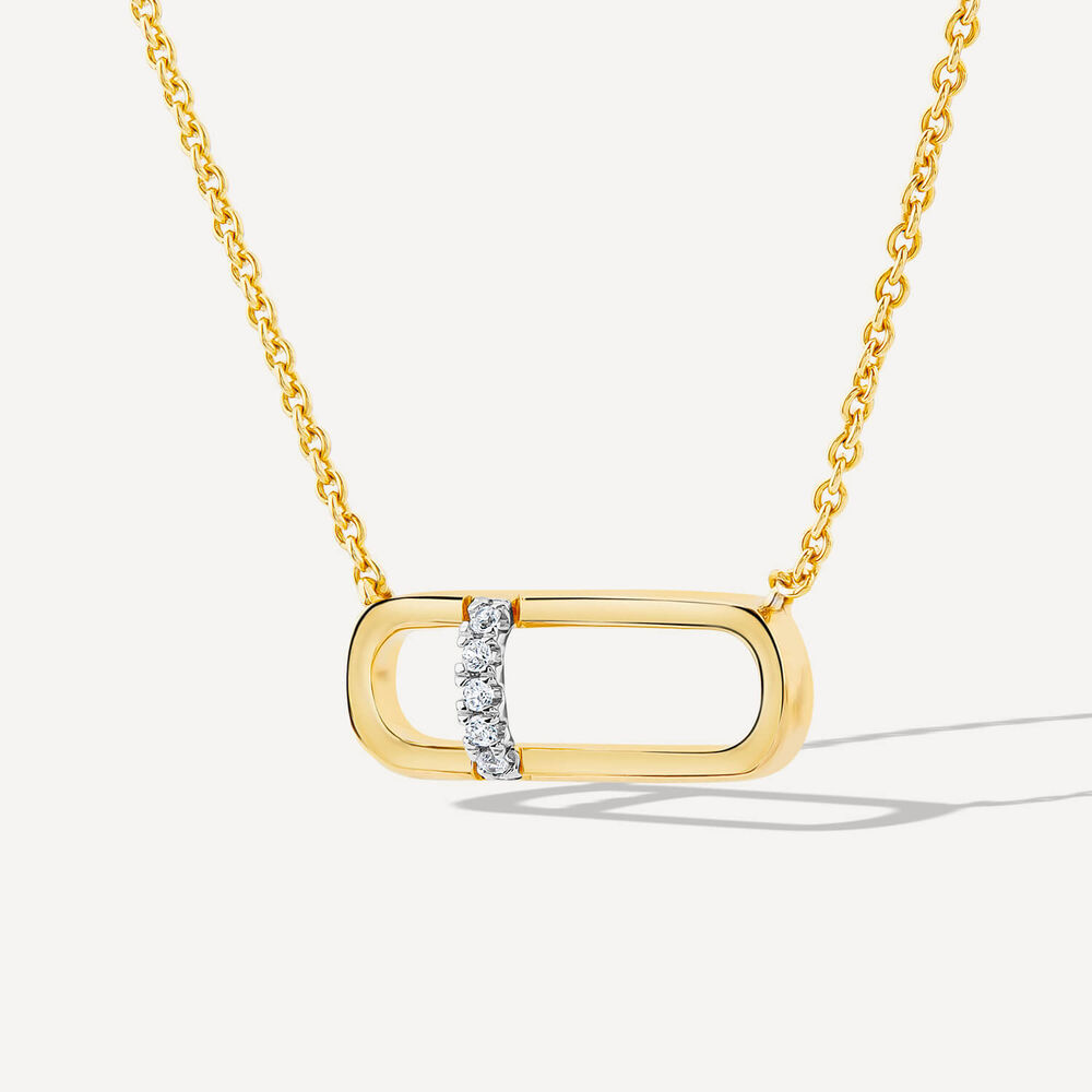 9ct Yellow Gold Paperlink Diamond Set Necklet image number 1