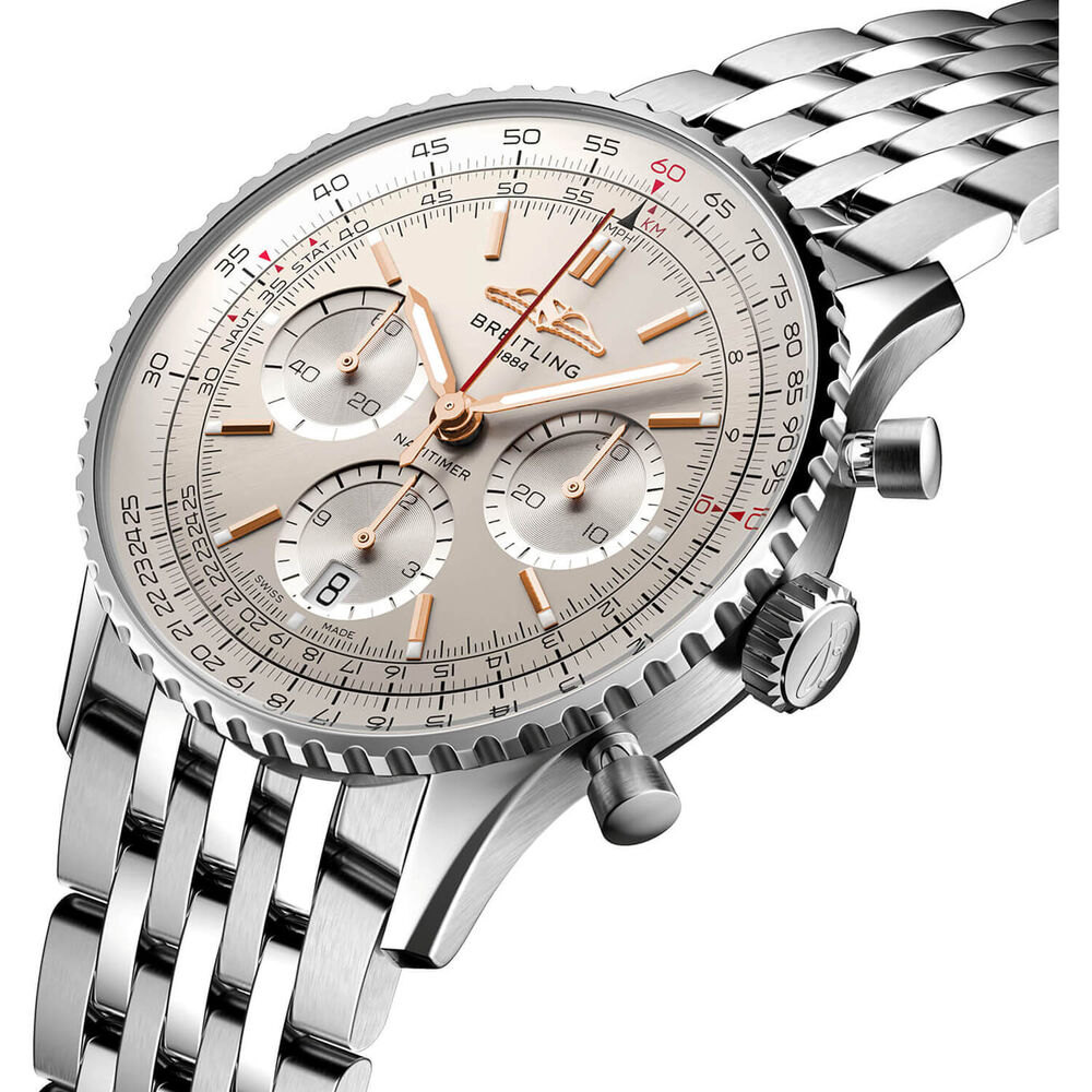 Breitling Navitimer B01 Chronograph 41 Silver Dial Steel Bracelet Watch image number 1