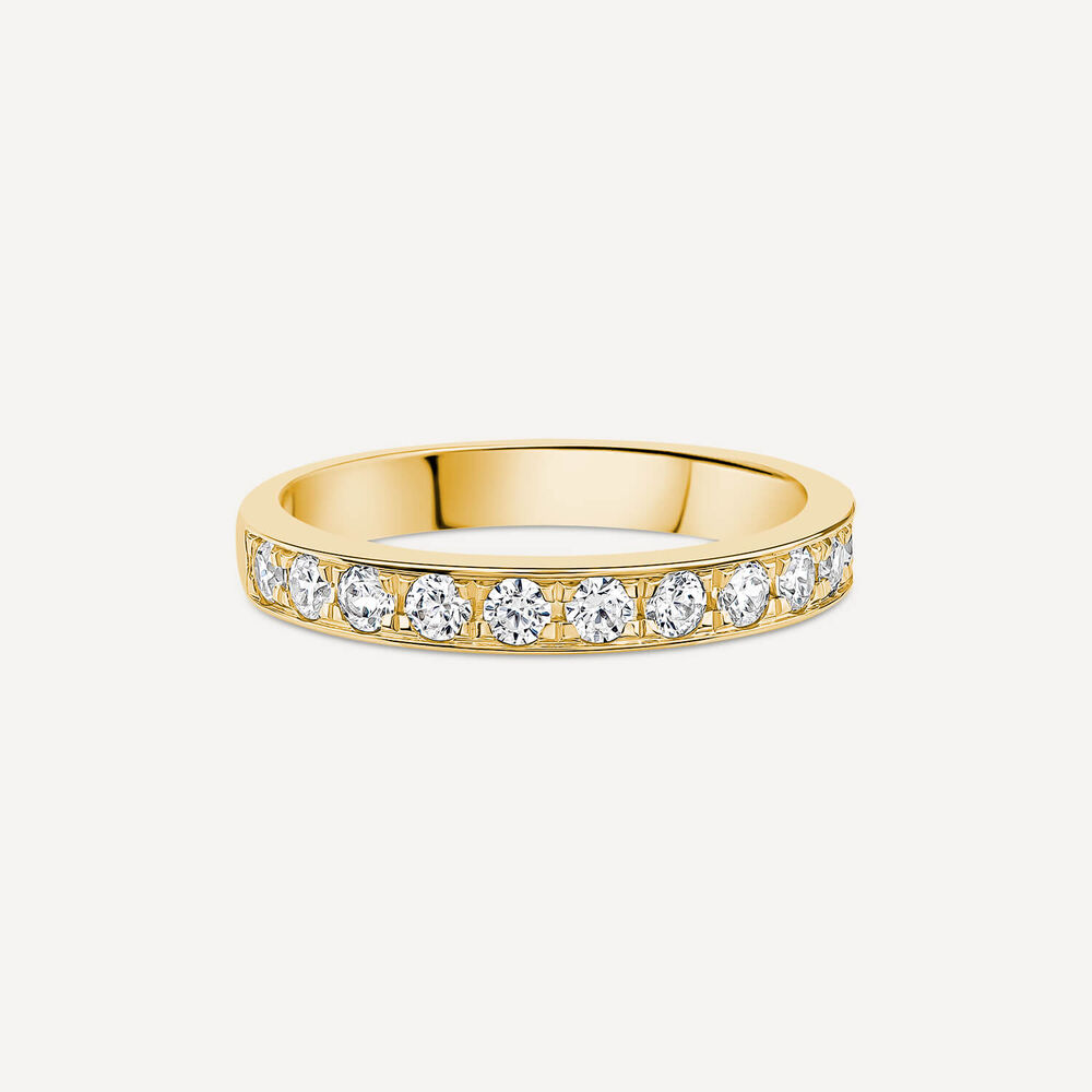 18ct Yellow Gold 3mm 0.50ct Diamond Pave Set Wedding Ring- (Special Order) image number 2