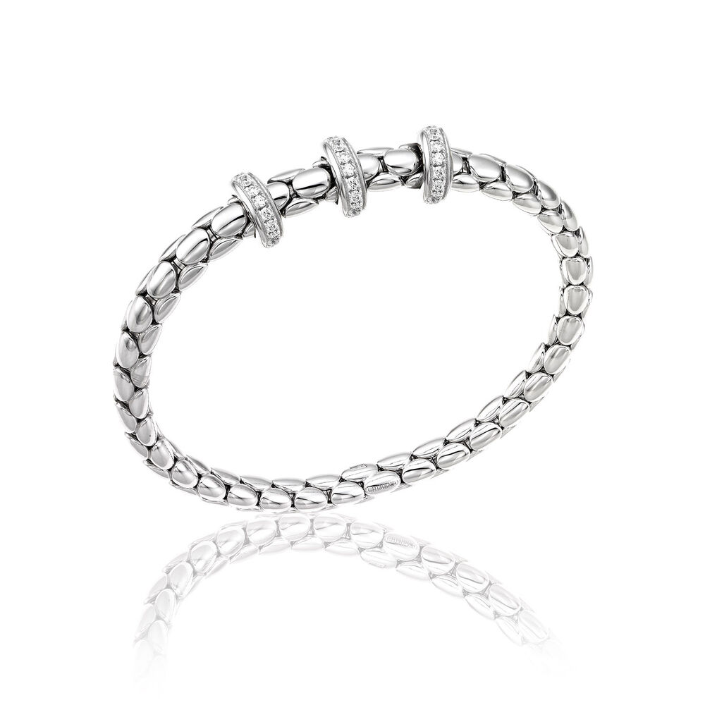 Chimento 18ct White Gold and Diamond Stretch Spring Thick Bracelet image number 0