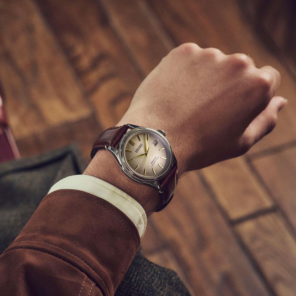 Seiko Presage Classic Limited Edition Shiracha 40mm Dial Brown Leather Strap Watch image number 8