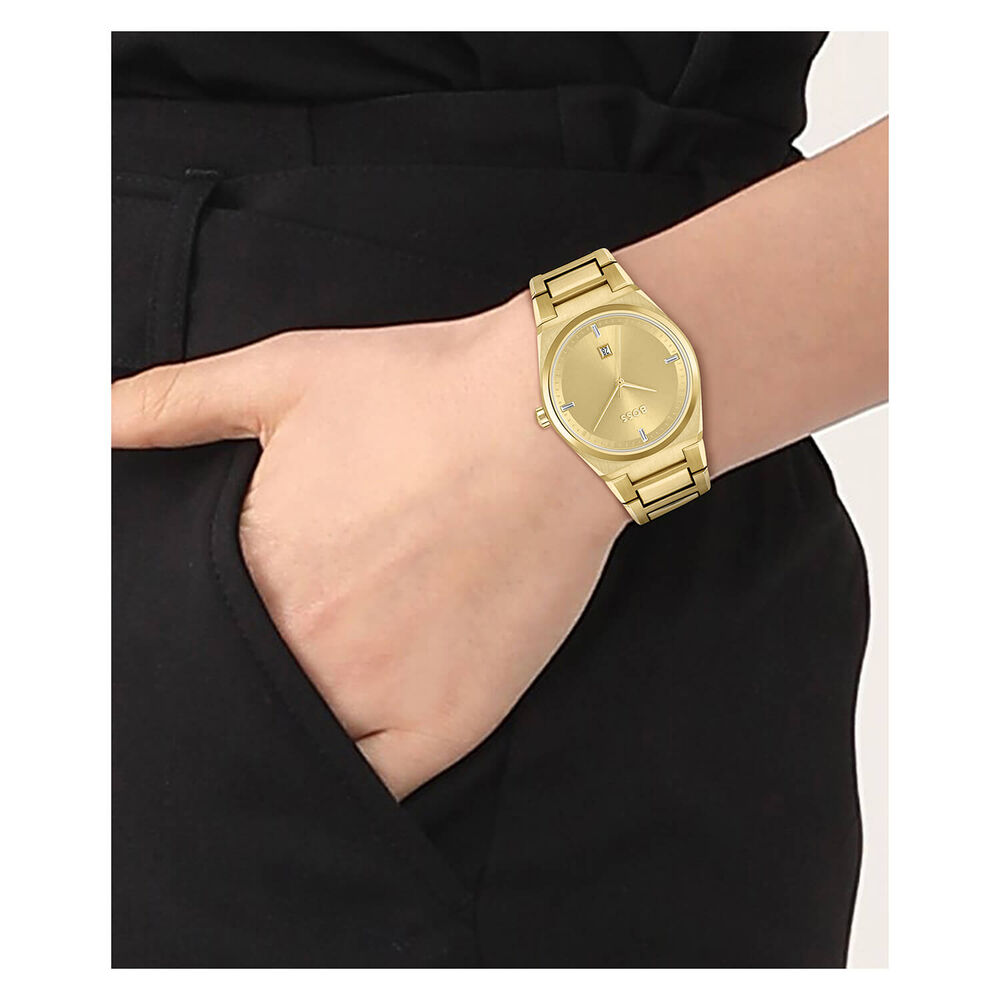 BOSS Steer 36mm Yellow Gold Dial IP Case Watch image number 3