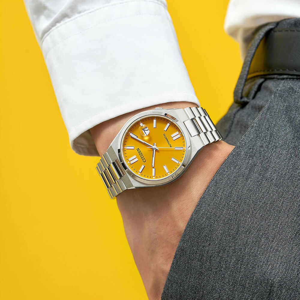 Citizen Tsuyosa 40mm Yellow Dial Steel Case Bracelet Watch image number 4