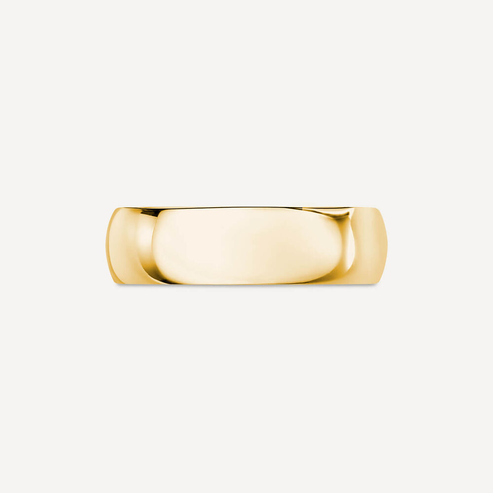 9ct Yellow Gold 6mm Plain D-Shape Wedding Ring image number 1