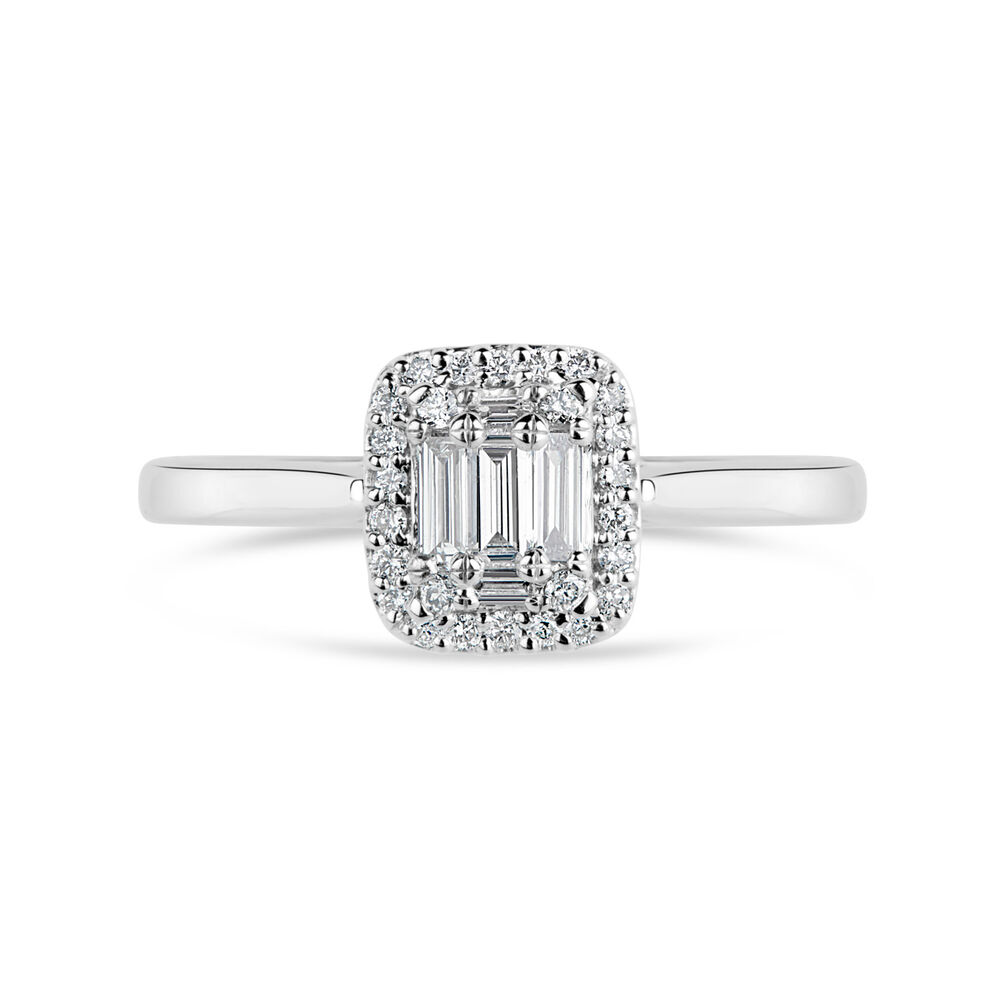 Platinum 0.25ct Diamond Emerald Cluster Ring