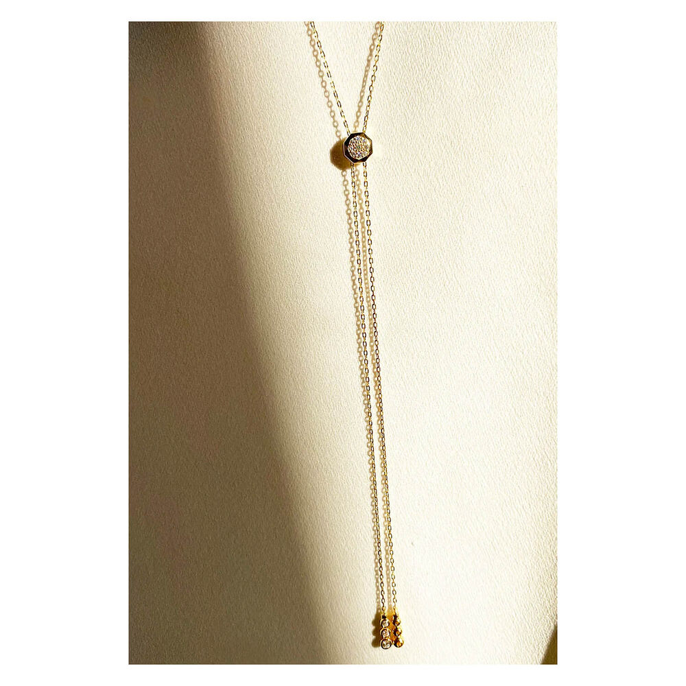 CARAT* London Cassidy Bezel Set Emerald Slider Necklace image number 4