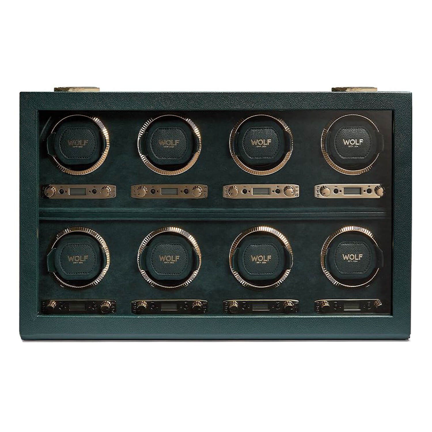 WOLF BRITISH RACING 8pc Green Watch Winder at Fraser Hart